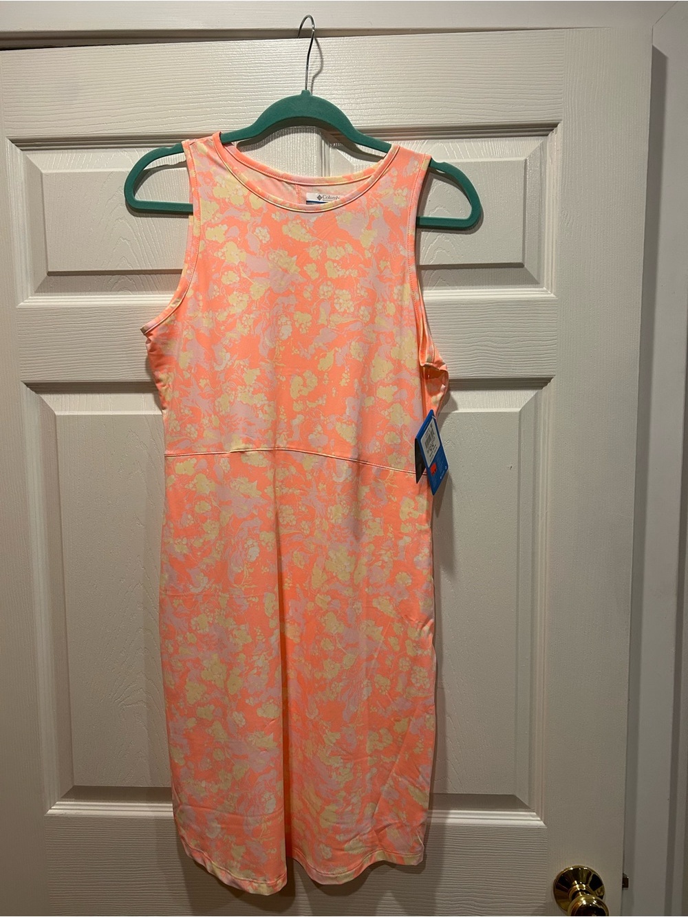 Columbia Coral and Yellow Floral Sleeveless Beach Dress